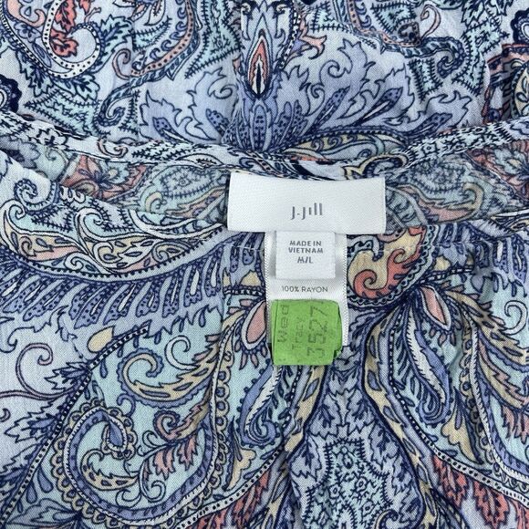 J Jill Tunic Tunic Top Poncho Cover Up Paisley Boho Hippie Lagenlook Artsy M/L - Picture 9 of 11